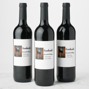 Classic graduation add photo name class year schoo wine label