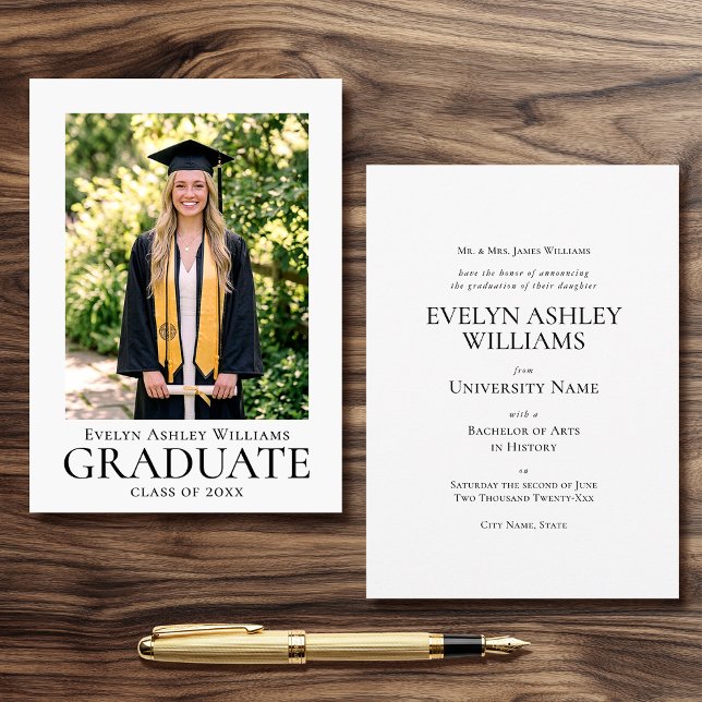 Classic Graduation Announcement Card Photo Formal (Creator Uploaded)