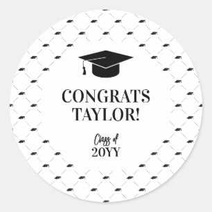 Classic Graduation Cap Personalized Round Sticker