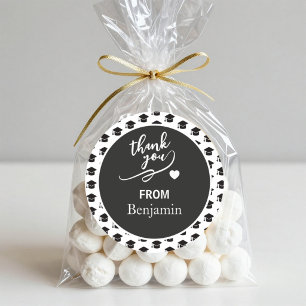 Classic Graduation Cap Thank You Custom Favour Round Sticker