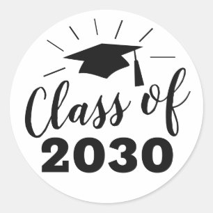 Classic Graduation Class of Year Party Favour Blac Round Sticker