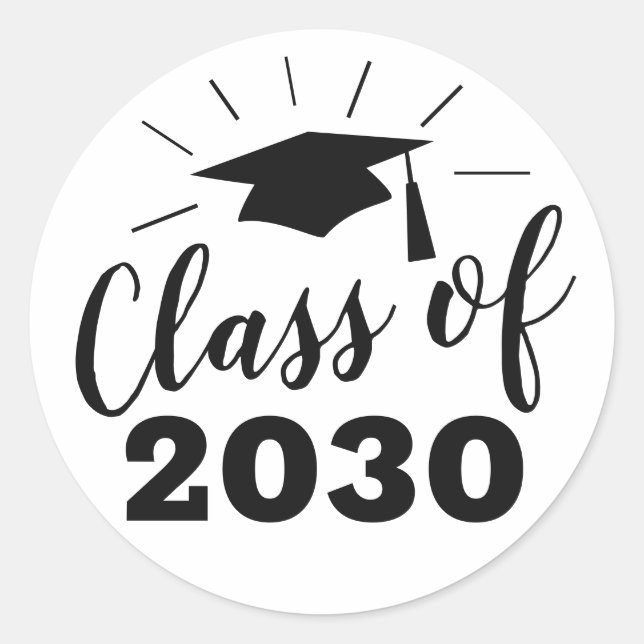 Classic Graduation Class of Year Party Favour Blac Round Sticker (Front)