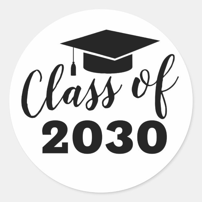 Classic Graduation Class of Year Party Favour Blac Round Sticker (Front)