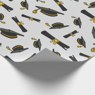 Classic Graduation Day Diplomas and Caps Grey Gift Wrapping Paper