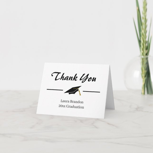 Classic Graduation Hat Thank You Card (Front)