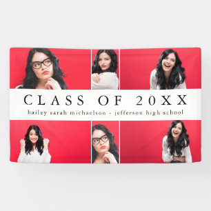 Classic Graduation Photo Collage with Name Black Banner