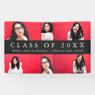 Classic Graduation Photo Collage with Name Grey Banner