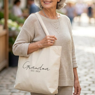 Classic Grandma Established Year Family Text Tote Bag