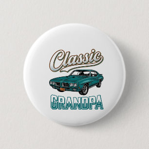 Classic Grandpa Vintage Car T-Shirt Design_1 6 Cm Round Badge