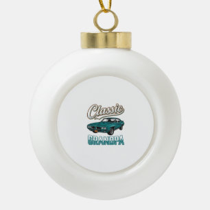 Classic Grandpa Vintage Car T-Shirt Design_1 Ceramic Ball Christmas Ornament