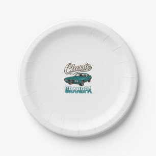 Classic Grandpa Vintage Car T-Shirt Design_1 Paper Plate