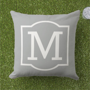 Classic Gray Custom Monogram Letter Cushion