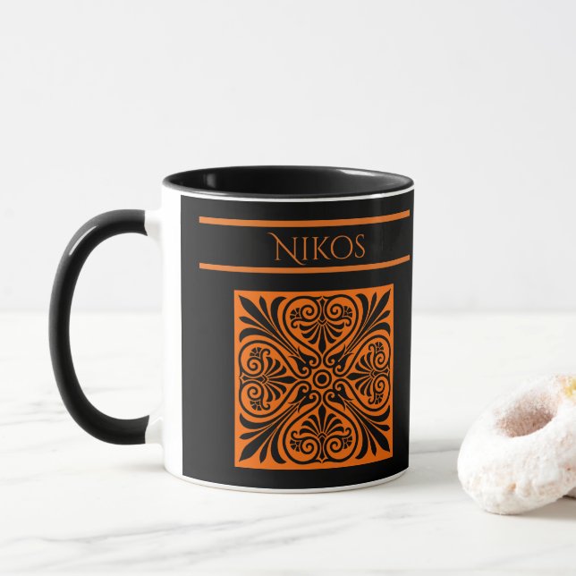 Classic Greek Inspired Personalized  Mug (With Donut)