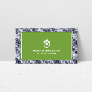 Classic Greek Key Pattern Door Knocker Blue/Green Business Card