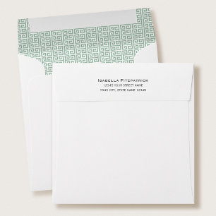 Classic Greek Key Pattern Return Address Green Envelope