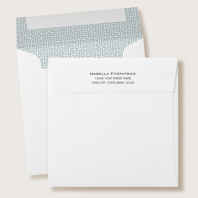 Classic Greek Key Pattern Return Address Grey Envelope (Creator Uploaded)
