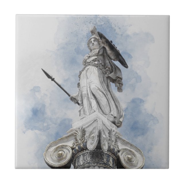 Classic Greek Statue of Athena Ceramic Tile – Myth (Front)