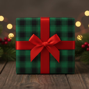 Classic Green and Black Buffalo Tartan Plaid Wrapping Paper