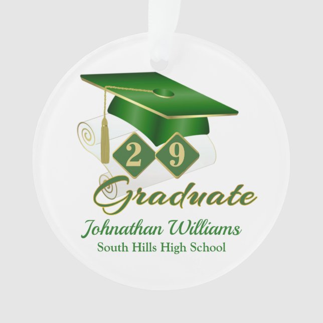 Classic Green and Gold 20xx Graduate Photo Ornament (Front)
