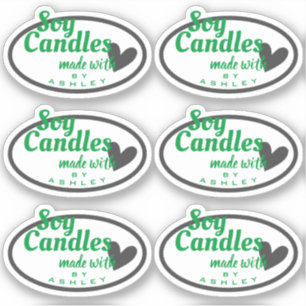 Classic Green and Grey Heart on White Soy Candles