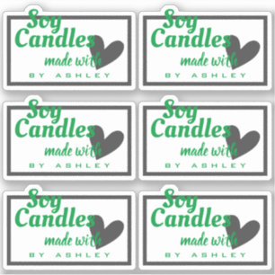 Classic Green and Grey Heart on White Soy Candles
