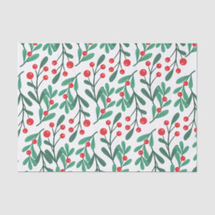 Classic Green and Red Christmas Floral Tissue  Paper