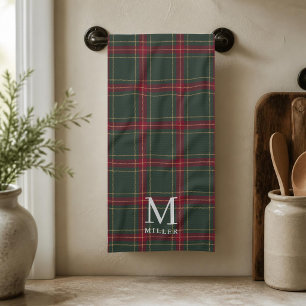 Classic Green and Red Tartan Plaid Christmas Tea Towel