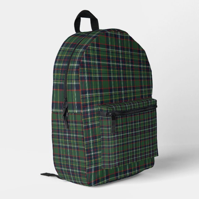 Classic Green and Red Tartan Plaid Pattern Printed Backpack (Back Corner Left)