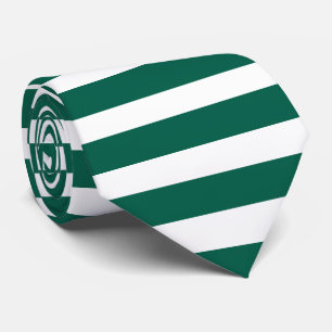 Classic Green And White Horizontal Striped  Tie