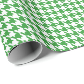 Classic Green and White Houndstooth Pattern Wrapping Paper