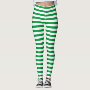 Classic Green and White Striped Leggings