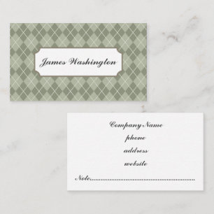 Classic Green Argyle Business Card