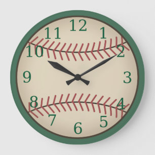 Classic Green Baseball Clock