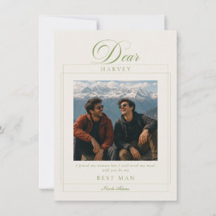 Classic Green Best Man Wedding Proposal Photo Card
