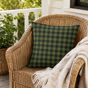 Classic Green Black Buffalo Check Plaid Pattern Cushion