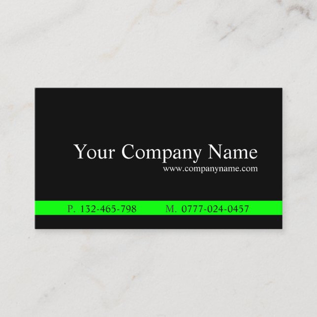 Classic Green Black Professional - Business Card (Front)