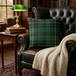 Classic Green & Black Tartan Plaid Cushion
