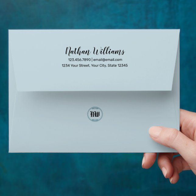 Classic Green Blue Mountain Monogram Personalised Envelope (Hand)