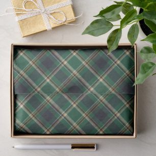 Classic Green Blue Yellow Plaid Pattern Holiday Tissue Paper