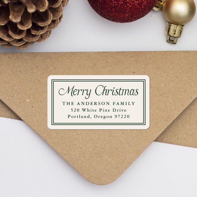 Classic Green Border Christmas Return Address Label (Creator Uploaded)