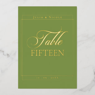 Classic Green Border Wedding Table Number Sign