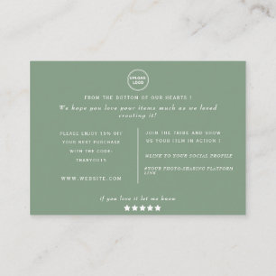 Classic green botanical leaves thank you business card