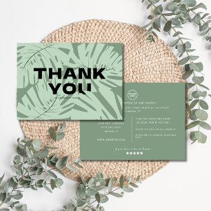 Classic green botanical leaves thank you business card