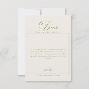 Classic Green Calligraphy Overlay Photo Thank You Invitation