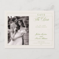 Classic Green Calligraphy Photo Save The Date