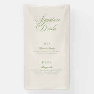 Classic Green Calligraphy Signature Drinks Menu Banner