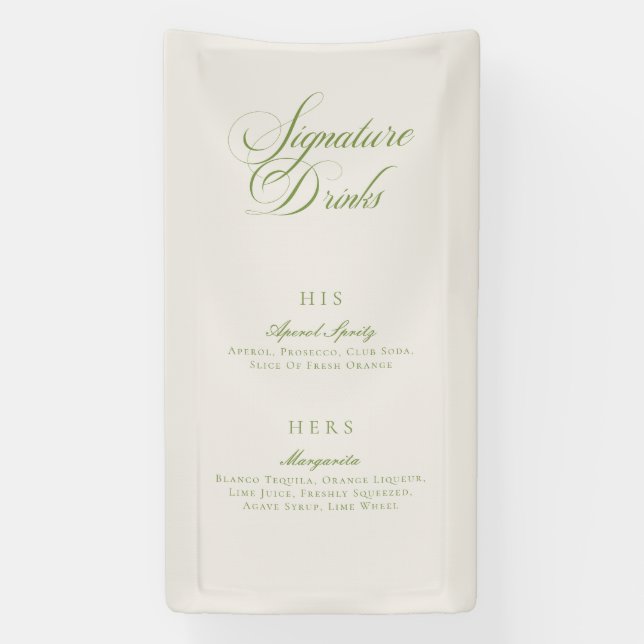 Classic Green Calligraphy Signature Drinks Menu Banner (Vertical)