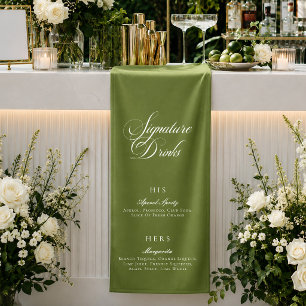 Classic Green Calligraphy Signature Drinks Menu Banner
