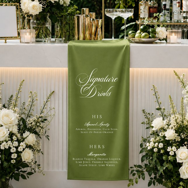Classic Green Calligraphy Signature Drinks Menu Banner (Creator Uploaded)