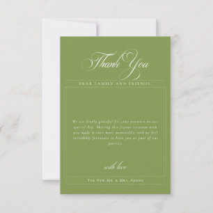 Classic Green Calligraphy Simple Photo Thank You Invitation